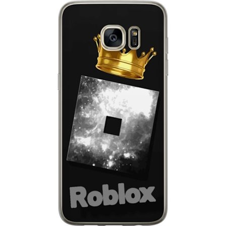 Kompatibelt Mobildeksel til Samsung Samsung Galaxy S7 edge Minimalistisk svart og sølvfarget Roblox-symbol med gylden krone og luksuriøs gamer-estet