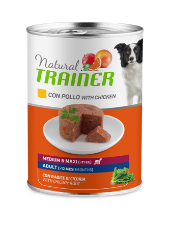 Natural Trainer Cibo Umido Pollo/Riso Per Cani Adulti Taglia