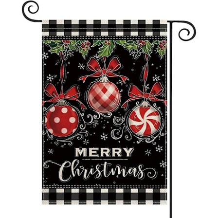 Colorlife Julgransflagga med Rutigt Mönster i Rött och Svart 11.8x17