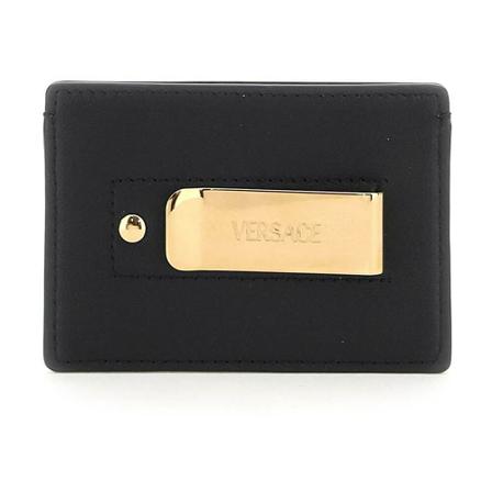 Versace, leather medusa cardholder Czarny, Mężczyzna, Rozmiar: ONE Size