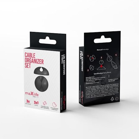 3-Pack maXlife 1-kabelhål Home Office kabeluppläggsset