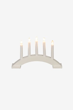 Konstsmide - Lysestage træ 5 pærer 21,5 cm - Hvid - Adventslysestager - Fra Homeroom