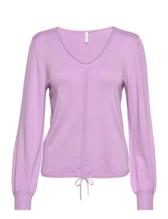 Onlvivi Ls V-Neck Ruched Pullover Cs Knt Pullover Lilla ONLY