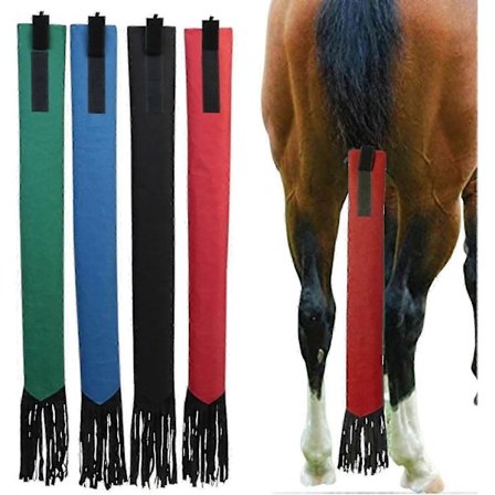 4 stk. Halebeskyttere til heste, Hestehalebeskytter med frynser, Åndbar hestehalebeskytter, der holder halen ren og beskyttet