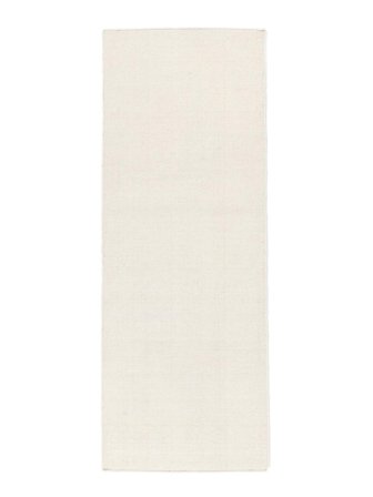 Wool Rug Plain (Single Colored) Handloom Flat Off White Runner Small