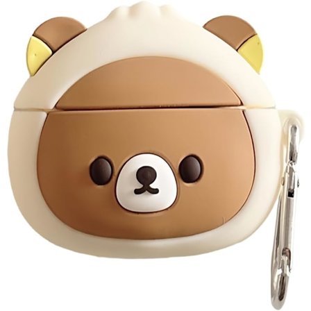 Sött Kawaii-fodral för AirPods 4 Fodral Kompatibelt med AirPod 4:e Rolig Tecknad Björn Stöttåligt Skyddande Hörlursfodral för Air pods 4 Gen 