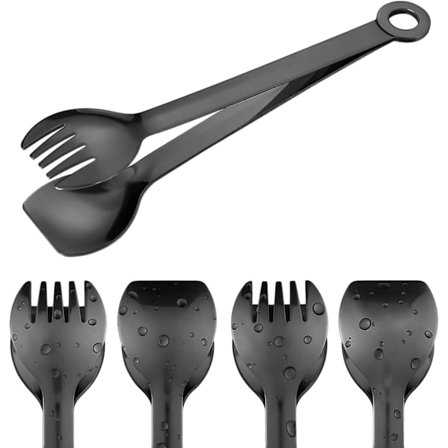 Lille serveringstang - 6" Premium rustfrit stål, sæt med 4 (sort)