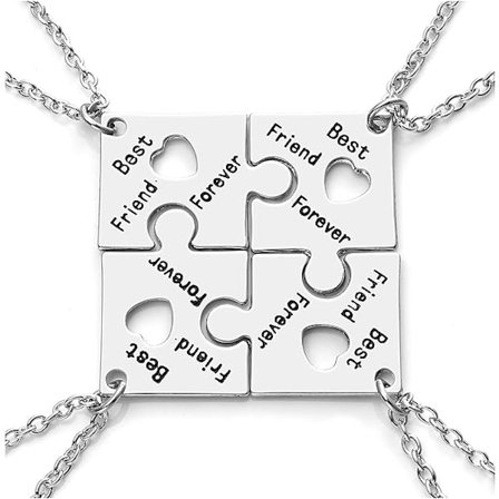Bedste ven for evigt venskabshalskæde sæt med 4 stykker, puslespil vedhæng halskæde kvinders søstre ven smykkesæt
