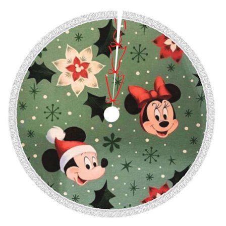 Mickey Mouse juletræstæpper 91 cm, vinterferie træmåtte, juletræstæppe til rustikke juleferie dekorationer[D]