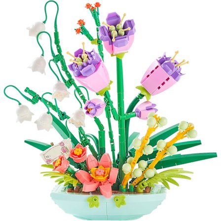 Mini Bricks Bukett Blomster Byggesett, Bygg Et Blomster Byggeklosser Sett for Voksne Leker, Søt Botanisk Samling Gave til Jenter