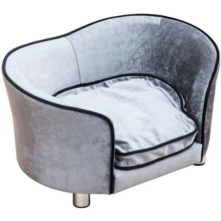 Rootz Luxury Hundesofa - Grå - Firwood, Plys - 27,17 cm x 19,29 cm x 14,96 cm