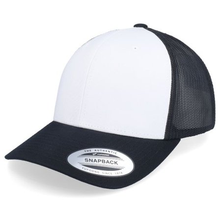 Yupoong - Svart trucker Keps - Retro Black/White/Black Trucker @ Hatstore