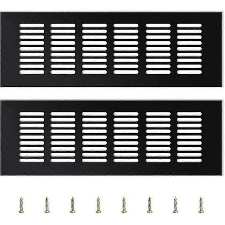 2 stk. Utendørs Ventilasjonsrist, Aluminium Ventilasjonsrist Utendørs Ventilasjonsrist Justerbar Ventilasjonsrist, Svart db