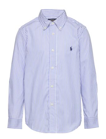 Striped Cotton Poplin Shirt Tops Shirts Long-sleeved Shirts Blue Ralph Lauren Kids