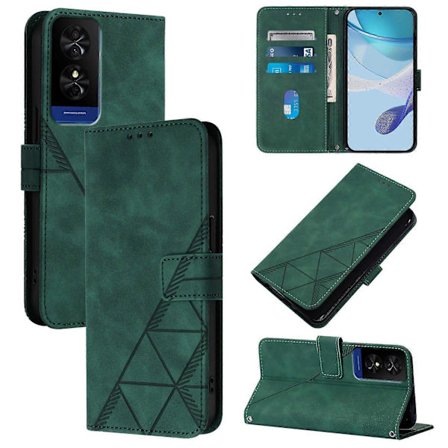 {hw} Crossbody 3D Præget Flip Læder Telefon Cover Grøn
