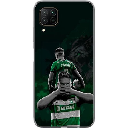 Yhteensopiva Puhelinkuori Huawei P40 lite Neonmotiivi, jossa teksti "Gaming is in my DNA" sinisenä ja punaisena tiiliseinällä, jossa loistava DNA-spir