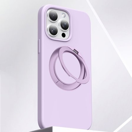 Mobilskal till iPhone 16 Pro MagSafe Silikon Roterande Kickstand - Lila