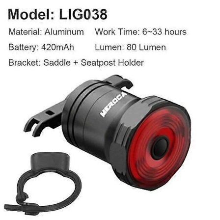 NEWBOLER Smart Cykel Baklampa Auto Start/Stop Bromsavkänning IPx6 Vattentät USB Laddning Cykel Bakljus Cykel LED-lampa