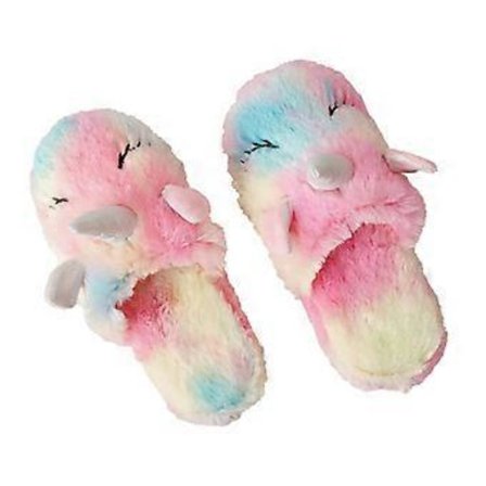 Høst Vinter Plysj Enhjørning Bomullstøfler Holder Varmen Fluffy Hjemmesko Sklisikre (21.5x9x5cm)