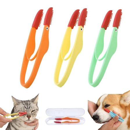 (Orange x Yellow x Green)Pet Tear Marks Brush, Pet Tear Marks Bru