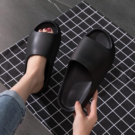 Hjem Tøfler Tykk Plattform Baderom Sky Tøfler SVART