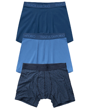 Panos Emporio 3pk Base Bamboo Boxer Poseidon/High Tide/Blue Meander