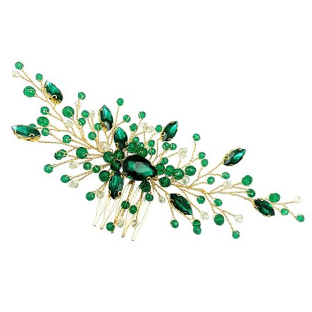 Hårkam Brud Hårtilbehør Bryllup Brud Bryllup Tiara Bryllup Hår Brud Hårtilbehør Rhinestone Hår Sidekam Cupid Hodebånd Grønn