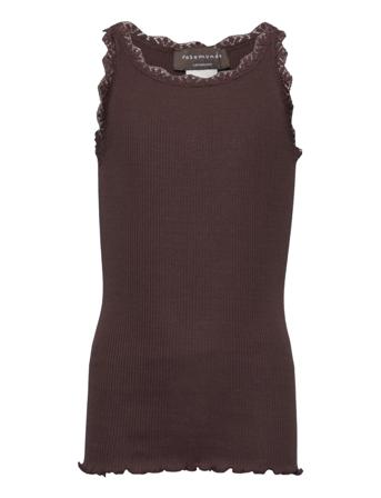 Silk Top W/ Lace T-shirts Sleeveless Burgundy Rosemunde Kids