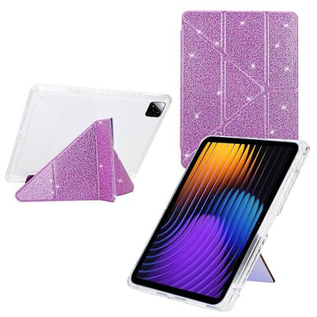 Y-vikbart Klar Akryl Glitter Läder Smart Fodral för Xiaomi Pad 7/7 Pro