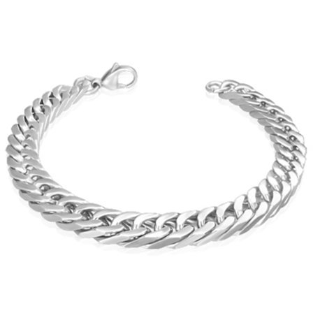 Herr Armband Stålarmband i Rostfritt Stål 316L i Silver Färg - Pansarlänk - L 21 cm B 11,5 mm