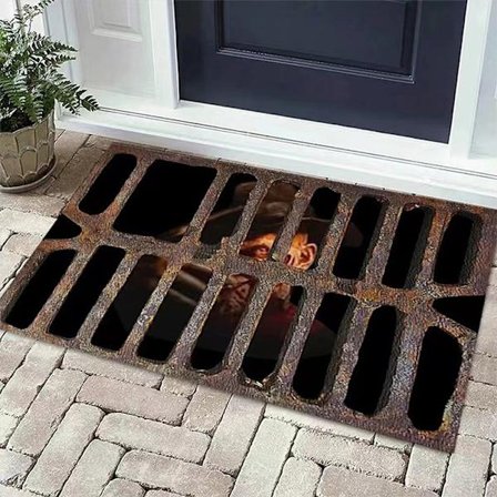 One Piece Halloween Dørmåtte, Halloween Klovn Dørmåtte, Uhyggelig Kloak Klovn Dørmåtte, Halloween Dekoration 3D Horror Dørmåtte - 4060cm