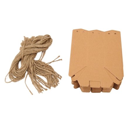 50 st Kraft Presentförpackning Hexagonal Papper Presentinslagning Kraftpapperslåda med Band för Bröllop Babyshower