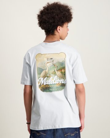 Malelions Malelions Junior Relaxed White Heron T-Shirt Grå T-skjorter Gutt - Kids Brand Store