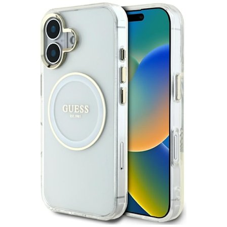 Guess Mobilskal till iPhone 16 MagSafe IML Metal Colored Circle - Vit