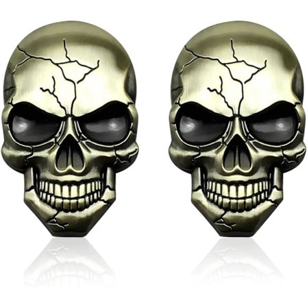 3D kranie cykel klistermærker, 2 stk kranie bil klistermærke, kranie bil klistermærke, kranie tank klistermærker, cool, dekorere din bil (kobber)