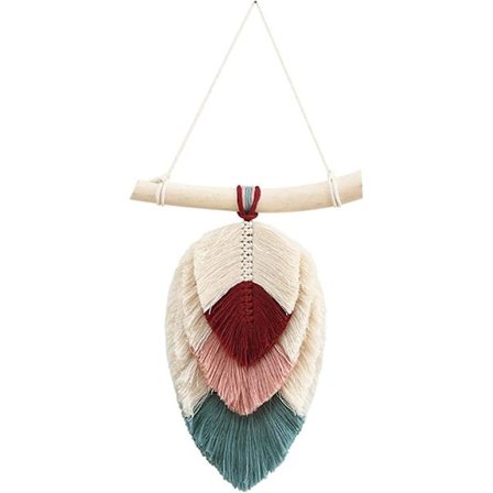 Kudottu Makrame-seinävaate - Lehdet ja tupsut - Seinätaide Makuuhuoneen Olohuoneen Yliopiston Huoneen Taustaksi Kotiin