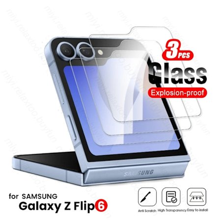 För Samsung Z Flip6 5G Fall 3Pcs 9H Premium Hærdet Glas Tilbage Skærmbeskyttelse På Galaxy Zf Flip 6 Z6 Zflip6 2024 Hd Glas Transparent-3Pc