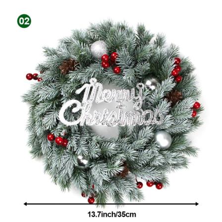 Julekrans 35cm Dørhængende Vine Ring Pynt Juledekoration Kunstig Krans White Spray 02 Outer Diameter 35cm