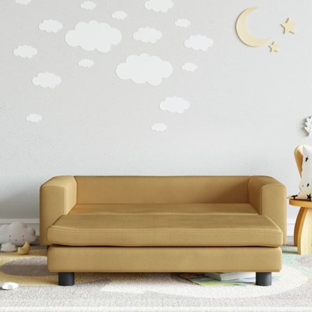 VidaXl Barnsoffa Med Fotpall Brun 100X50X30 Cm Sammet - Litenleker