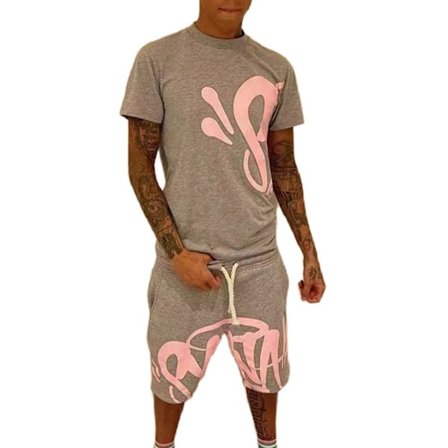 Syna World Herre Træningsdragt Sportsæt 2-pak T-shirt Shorts Casual Toppe Bukser Trendy Træningsdragter D D D S