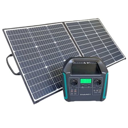 SWAREY 1000W bærbar elektrisk generator med foldbare solpaneler 100W solcellegenerator Ekstra lang driftstid