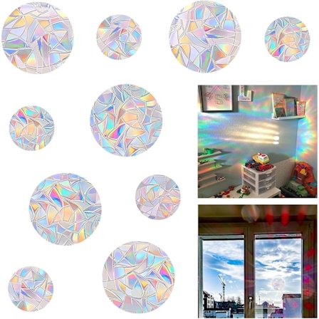 10 kpl sateenkaari-ikkuna-tarroja, törmäyksenestoikkuna-tarroja, sateenkaariprisma-lasi-tarroja, liimaamattomia ikkunatarroja