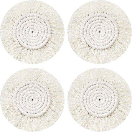 Håndvævet Coasters Placemat, Rund Vævet Coaster, Boho Mat Kaffe Drikke Øl Kande Bord Ikke-Skridsikker Varme