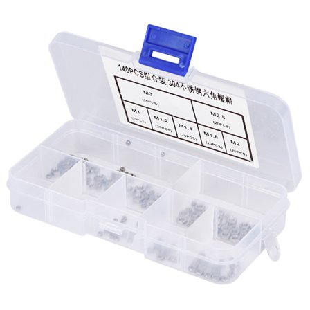 140 stk. M1 M1.2 M1.4 M1.6 M2 M2.5 M3 Gevind sekskantmøtrikker i rustfrit stål