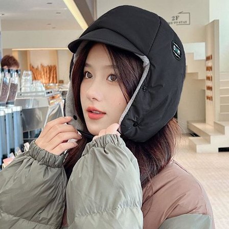 Dune bomuldshue dame vinter plus fløjl fortykkelse for at beskytte mod kulde, varme, vindtæt og ørepropper, en størrelse passer alle