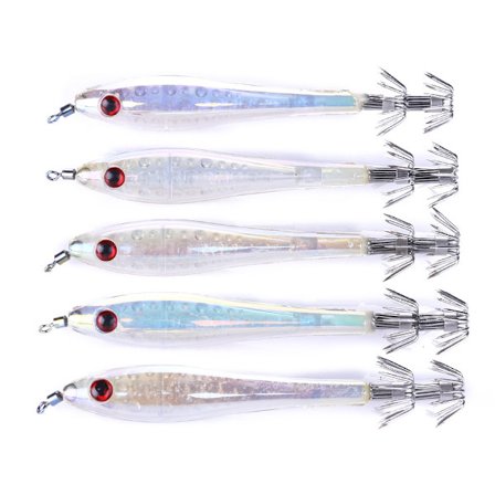 5 stk Jigg Hard Fiske Lures Blekksprut Jigg Hvit, 9,5 cm Lysende Bai