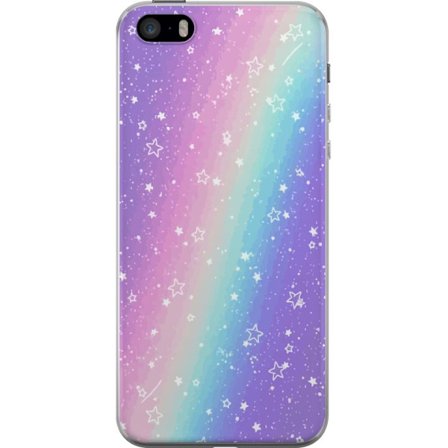 Yhteensopiva Puhelinkuori Apple iPhone 5s Sateenkaaren värisellä pastellitaustalla on valkoisia tähtiä ja kimaltelevia pisteitä pehmeässä siirtymässä