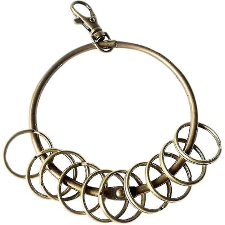 Brons Stor Rund Nyckelring Organizer (80mm) 10x Multi-ring Jailers Fob