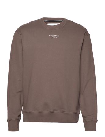 Stacked Logo Crew Neck Sweat-shirt Tröja Brun Calvin Klein Jeans