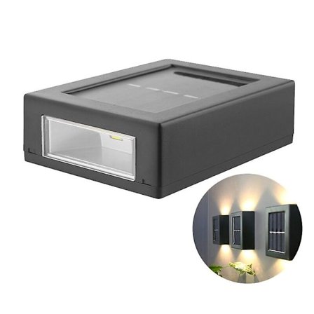 2 stk. Solcelledrevet nattlys Hagevegglampe Vanntett Utendørs Gård